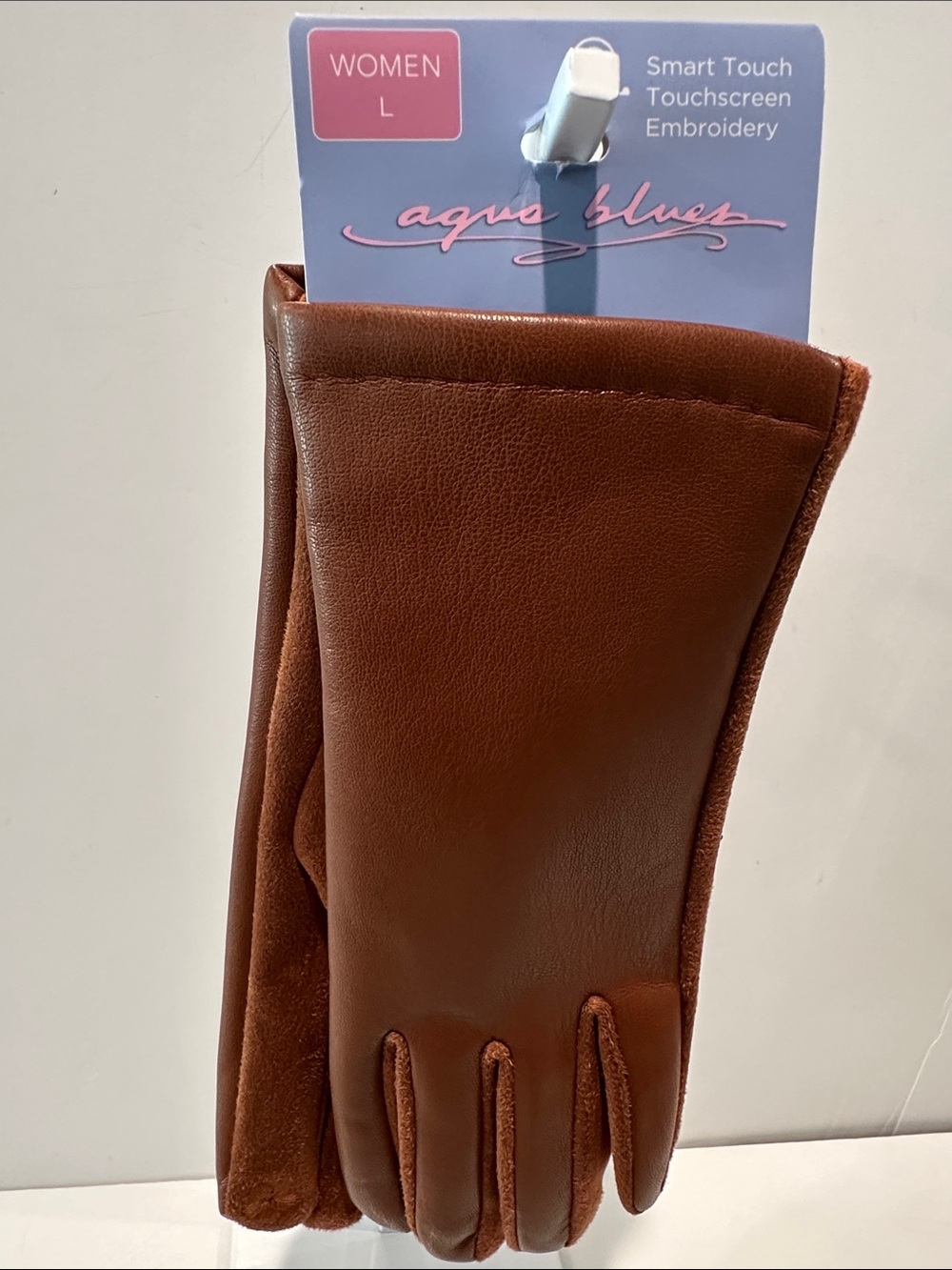 NWT Aqua Blues Ladies Smary Touchscreen. Embroidery gloves. Size L